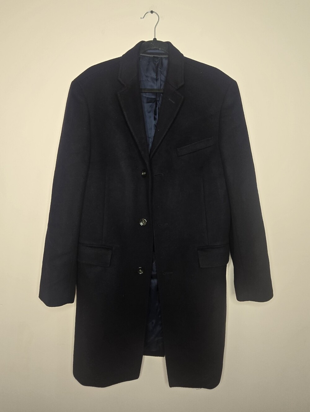 J Crew classic navy Crosby Topcoat Wool Cashmere